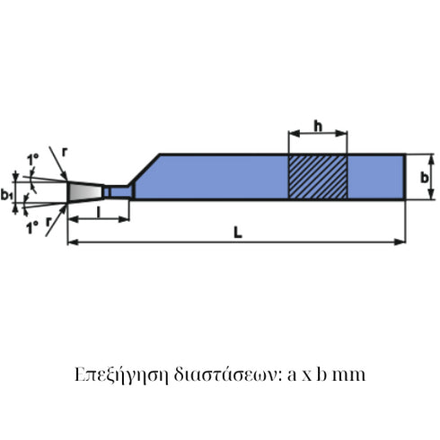 Brazed Parting Toolholder ISO 7, PAFANA Dimensions